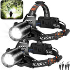 Rechargeable Led Headlamp 2Pack, 99000 Lumen Super Bright Head Lamp with 3 Modes & 90° Adjustable, Brightest Headlamp 30H Long Runtime, Powerful Waterproof Headlamps for Adults Camping