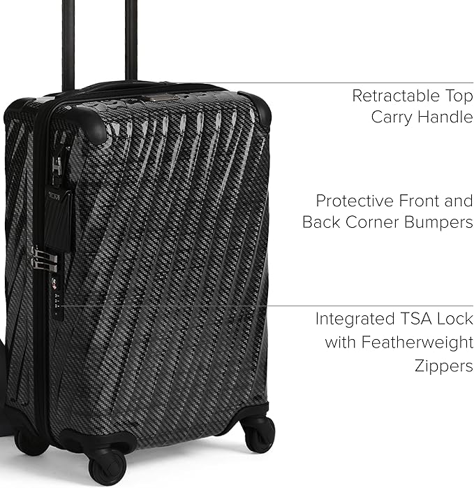 TUMI - 19 Degree Lite 4 Wheel Luggage - Lightweight and Highly Durable, Modern Contour, Hard Shell Men's and Women's Suitcase - 21.75" International Carry-On, Black Graphite
