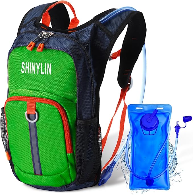 Kids Hydration Backpack with 1.5L Water Bladder Hiking Backpack Lightweight for Boys or Girls Children Biking Climbing Running Cycling