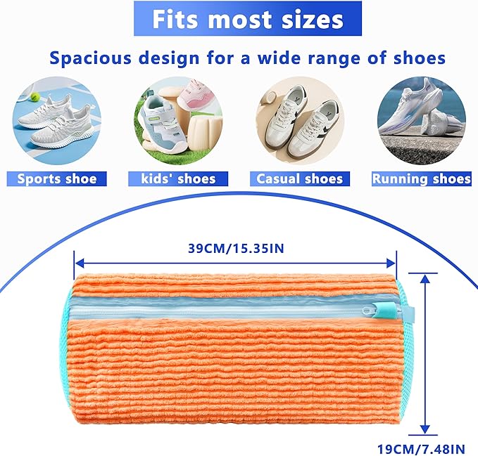 2Pcs Reusable Shoe Washing Machine Bag for Washer and Dryer:Free Up Hands, Prevent Deformation,shoe bag with Zipper Protection Design, Use for all Shoes,Sports Shoes