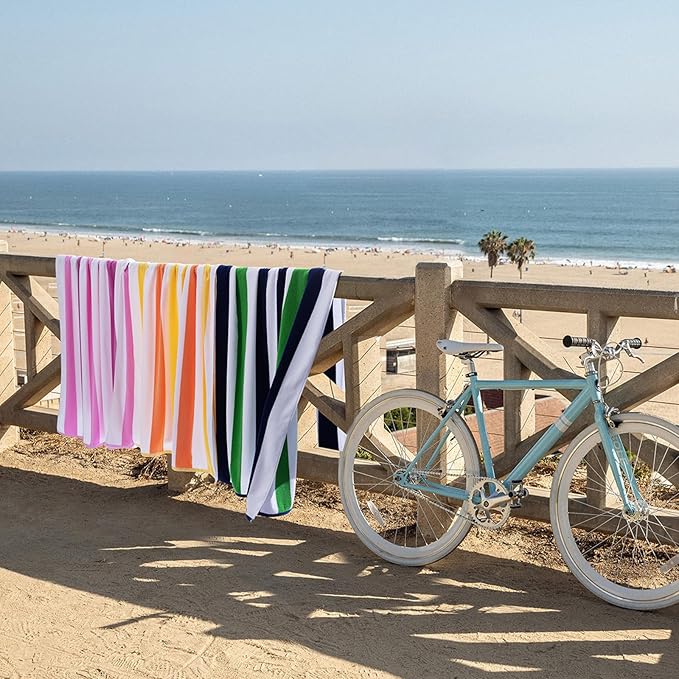 Bornbay Large Beach Towel Oversized - 40"X70" Big Cute Pool Towel, Extra Large Thick Grassgreen Beach Towels, XL Wide Fluffy Beach Towel Oversize, Giant Stripe Cotton Pool Towel for Adults