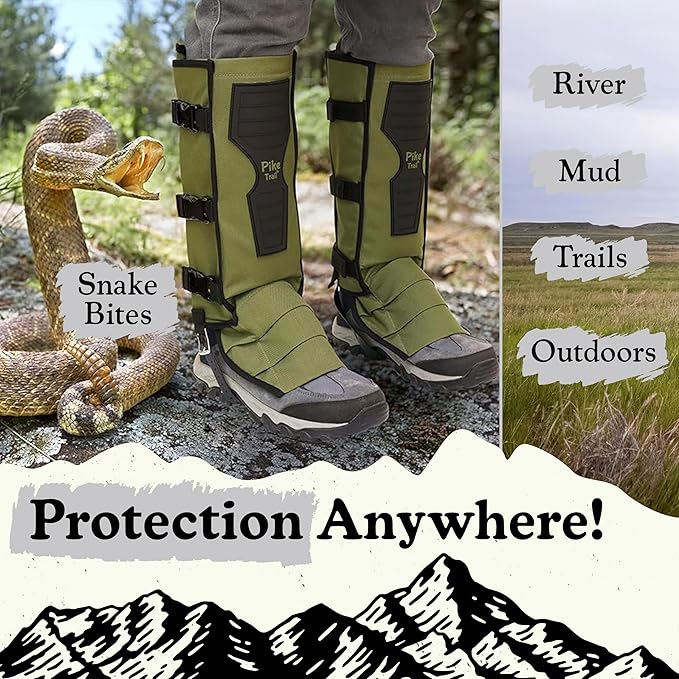 Pike Trail Snake Leg Gaiters: Protection for Hikers and Hunters - Waterproof, Bite Protective, Durable, Anti-Snake, Leg Gear