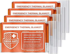 Swiss Safe 4 Pack Mylar Emergency Blankets for Survival - Compact & Insulated for Cold Weather - Designed for NASA, Outdoor, Running, Camping, Survival, First Aid Car Kit - Orange, 4 Pack