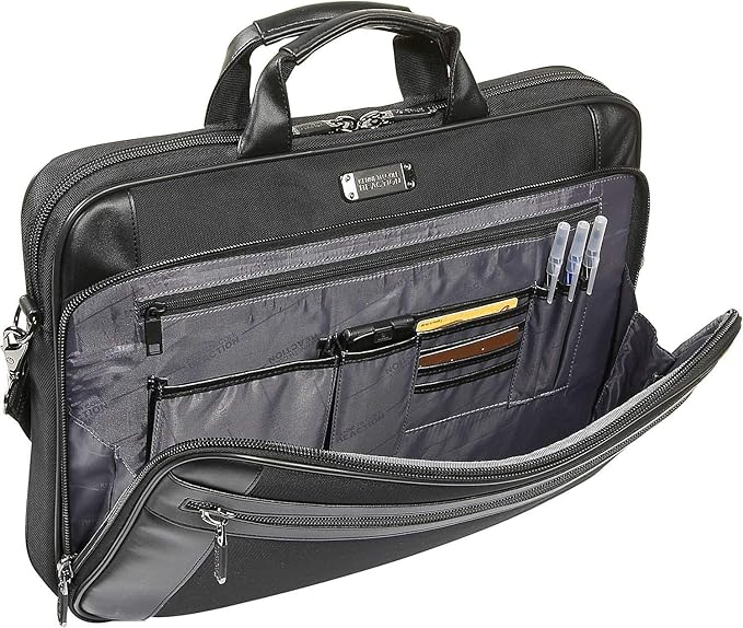 Kenneth Cole Reaction Urban Traveler Slim 18.4" Laptop Sleeve Top Zip Computer Portfolio Bag, Black