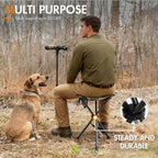 Portal Folding Camping Stool Portable Foldable Tripod Seat for Hiking Hunting Walking Fishing Travel Outdoors with Side Pockets Sturdy Steel Legs Support Up to 225 LBS