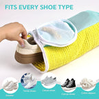Shoe Washing Machine Bag Reusable Sneaker Washing Bag with Built-in Fluffy Brushes for 360° All-Around Cleaning. Laundry Shoe Bag is Designed for Washer and Dryer （Yellow 4pcs Pro）