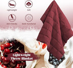 puredown® Soft Feather Down Throw Blanket Lightweight Packable Couch Throw for Indoor and Outdoor Use, 50"X70", Wine