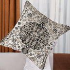 Outdoor Waterproof Pillow Covers 16X16 Inch Set of 2 - Bohemian Vintage Carpet Pattern Black Grey Ethnic Design Decorative Farmhouse for Couch Garden Balcony