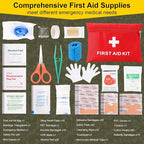 Survival First Aid Kit, 248PCS Survival Tools Camping Essentials Tactical Gear Emergency Trauma Medical Supplies Packed in a MOLLE Pouch, Saber Card,Cool for Men Camping Hiking Outdoor Activities