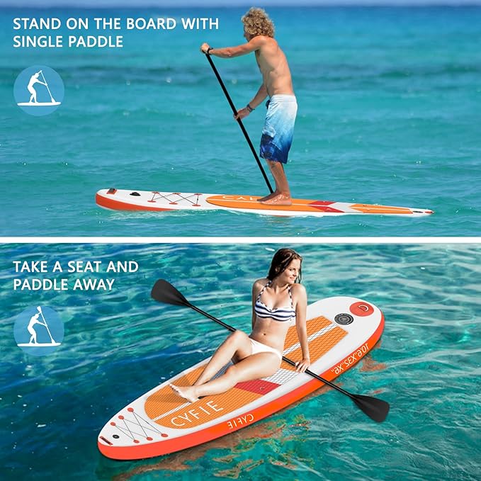 CYFIE 10'6''Inflatable Stand Up Paddle Board, Paddle Boards with Premium SUP Paddle Board Accessories, Removable Kayak Seat and Camera Mount for Yoga, Kayaking, Surf, Fishing