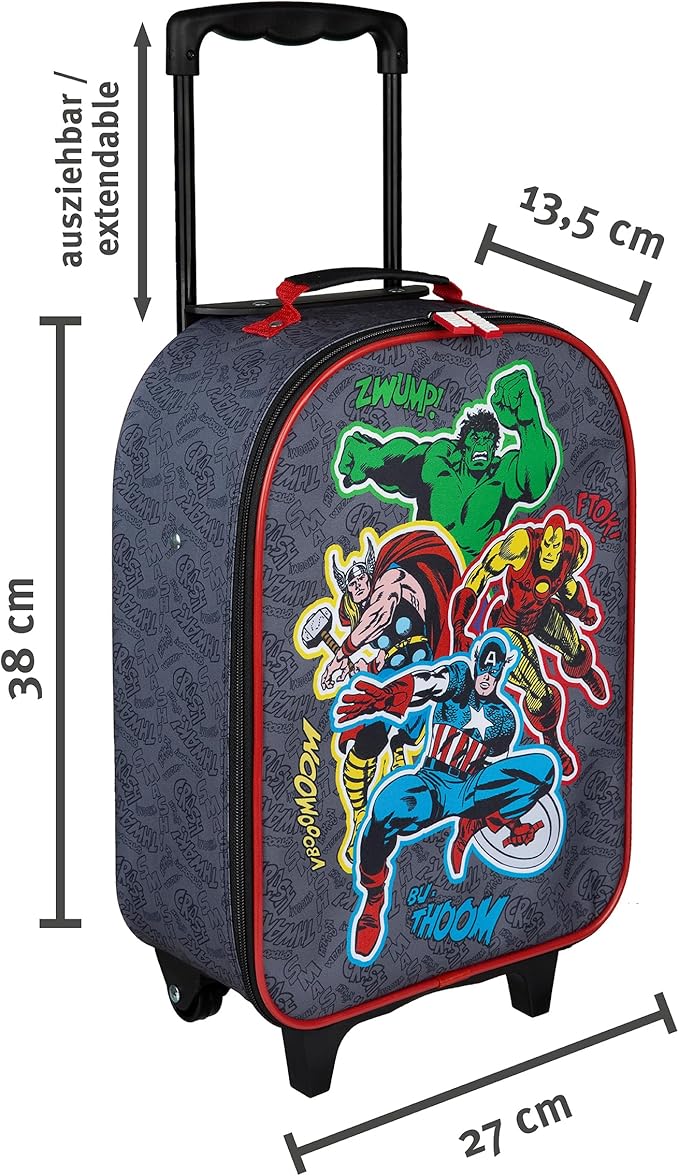 Undercover - Children's Trolley - Spacious Main Compartment - Ideal Travel Companion - Adjustable and Fixable Telescopic Pole, Avengers, ca. 43 x 28,5 x 16 cm, Children's trolley with 2 wheels