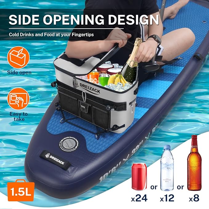 Dreizack Kayak Cooler Behind Seat, Waterproof Cooler for Kayaking,Paddle Board Cooler Compatible with Lawn-Chair Seat Kayak Accessories Cooler Bag Kayak Cooler Tow Behind for Camping Fishing