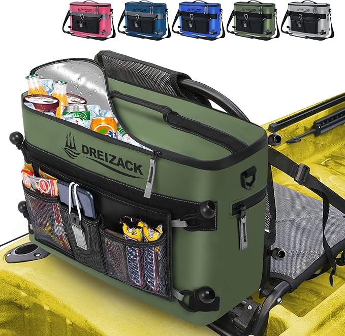 Dreizack Kayak Cooler Behind Seat, Waterproof Cooler for Kayaking,Paddle Board Cooler Compatible with Lawn-Chair Seat Kayak Accessories Cooler Bag Kayak Cooler Tow Behind for Camping Fishing