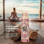 NORMAN JR Copper Water Bottle 1L - Ethnic UV Print, an Ayurvedic vessel made from pure copper - helps you drink more water, with many health benefits in Gift Box - Pack of 3