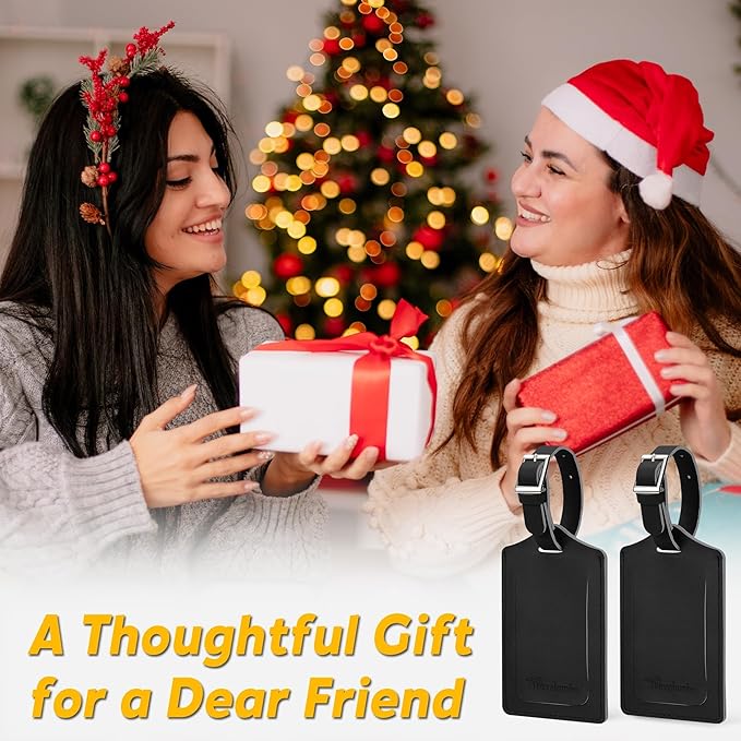 Travelambo 16 Pack Luggage Tags for Suitcases Privacy Protection Bag Tags Faux Leather Travel Accessories Essential, Black