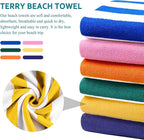 4 Packs Extra Large Bath Towels Striped Beach Towel Set Bathroom Sheets Bulk Oversized XL Big Fluffy Absorbent Microfiber Soft Blanket Turkish Hotel Shower Pool Hot Tub Toallas Baño Grandes Yellow