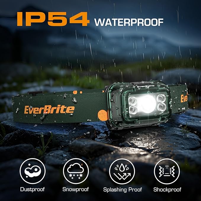 EverBrite Rechargeable Headlamp, 2 Pack Kids Headlamp with White/Red/Green Light and Memory Function, Head Lamp for Adult and Kid with 5 Modes, 120° Adjustable LED Headlamp for Camping, Running-Green