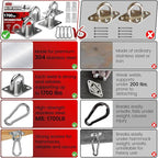 sprookber 304 Stainless Steel Pad Eye Snap Hooks, M10 Heavy Duty Ceiling Hooks, 1700lb Capacity Hammock Swing Hanging kit, Plant Hangers, Marine Hardware Staple Hook Loop with Screws, Set of 8