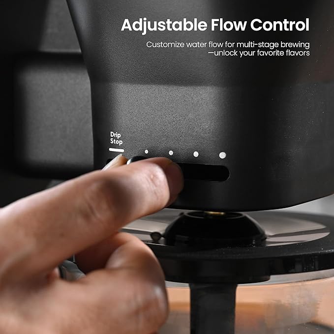 Kismile SCA-Certified 8 Cup Drip Coffee Maker, Pour Over Coffee Machine with 3s Instant Heat 197–205℉, Adjustable Flow Control, Removable Water Tank, Deep Cold Brew & 40 Min Keep Warm (Light Grey)