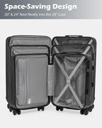 Coolife Luggage 3 Piece Set PC+ABS Hardshell Suitcases with TSA Lock, Spinner Lightweight (navy, 3 piece set)