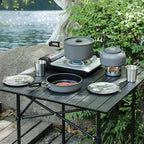 REDCAMP 6/10/11/12/14/15/19 PCS Camping Cookware Mess Kit Camping Gear Campfire Utensils Lightweight Stackable Pot Pan Bowls Soup Spoon with Storage Bag for Camping, Backpacking, Outdoor Cooking