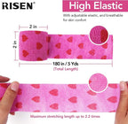 RISEN Cohesive Bandage 2” x 5 Yards, 6 Rolls, Self Adherent Wrap Medical Tape, Adhesive Flexible Breathable First Aid Gauze Ideal for Stretch Athletic