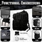 AMERICANPHOENIX 45L Elite Tactical Backpack | 3X Stronger Work & Military Backpack | Water Resistant and Heavy Duty | 3 Day MOLLE Bug Out Bag (Carbon Black)
