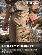 CQR Men's Tactical Pants, Water Resistant Ripstop Cargo Pants, Lightweight EDC Work Hiking Pants, Outdoor Apparel