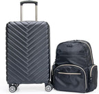 Kenneth Cole REACTION Sophie Women's Silky Nylon 15" Laptop & Tablet Anti-Theft RFID Travel Backpack Bag, Black With 20" Carry-On