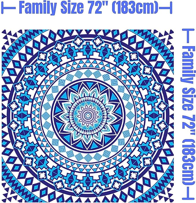 Elite Trend Microfiber Beach Towel for Adults with Bag - XXL 72x72 inch Lightweight Sand Free Quick Dry Towel for Travel, Swimming, Yoga, Camping (Blue Beauty)