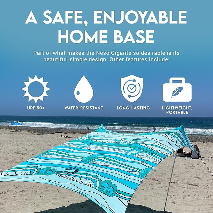 Neso Gigante - Portable Beach Tent - Ideal to Enjoy with Family and Friends - UPF 50+, Water-Resistant, and Lightweight - Swells, 11' x 11'