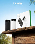 2 Packs Portable Chargers with Built in Cables, 2PCS Slim 10000mAh Travel Essentials Battery Pack 6 Outputs 3A Power Banks for iPhone Samsung Pixel LG Moto iPad