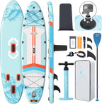 ZLX 11'6" Extra Wide Inflatable Stand Up Paddle Board SUP, Stable Non-Slip Deck Pad, Unique Fin System and Premium iSUP Accessories - Portable Backpack & Upgraded Pump for Adults, All Skill Levels