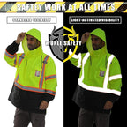 Hi Vis Safety Rain Jacket for Men Women Waterproof Breathable Rain Gears with Mesh Lining Black Bottom Lightweight Work Jacket (S/M)