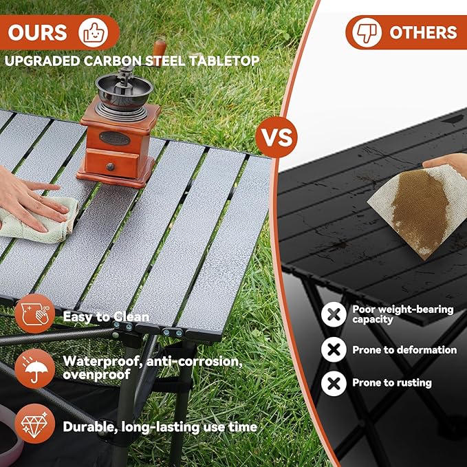 Opliy Portable Folding Camping Table for 4-6 Persons Aluminum Collapsible Table Lightweight with Carry Bag for Camping, Hiking, Picnics, BBQ, Beach Trips & Tailgating