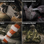 RHINO RESCUE IFAK Trauma Kit with C-A-T Tourniquet for Wound Care, Tactical First Aid Kit Molle Pouch for Military, Combat, Car, Camping, Hiking, Travel (Red)