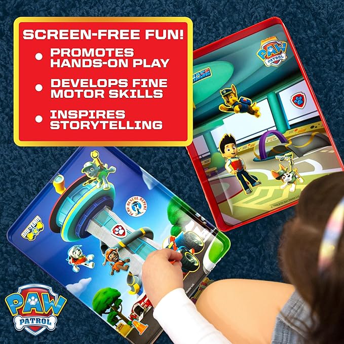 Paw Patrol Magnetic Playset, 75 Mix & Match Dress Up Magnets, 2-in-1 Storage Tin & Play Space, Fun Paw Patrol Toy for Kids 3 & Up, Great Travel Activity for Kids and Toddlers, Paw Patrol Activities