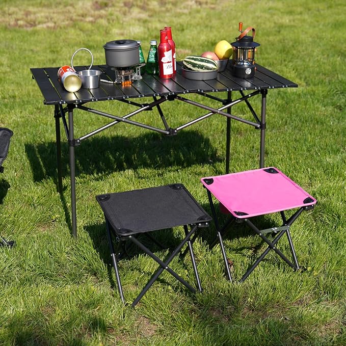 Opliy Camping Stool Upgrade Foot Stool for Camping Fishing Hiking Gardening and Beach, Camping Seat with Carry Bag (Black)