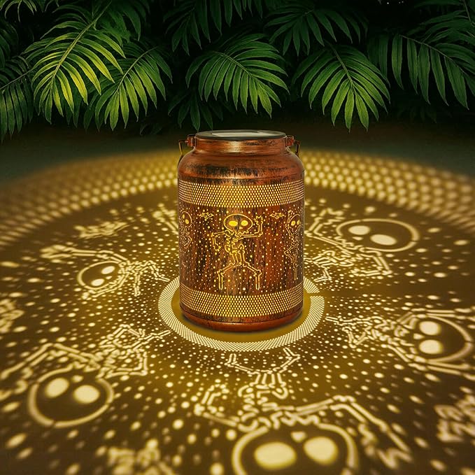 Halloween Lantern Solar Outdoor, Birthday Gifts for Women, Solar Light Outdoor Waterproof LED Decorative Garden for Lawn, Landscape, Patio, Porch Hanging Lantern for Ladies, Mom, Grandma