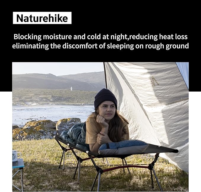 Naturehike ArmyWild Folding Camping Cot, Height Adjustable Ultralight Backpacking Cot, Portable Camping Bed for Camping Hiking Travel Home