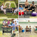 2ft Roll Up Camping Table, 2 Adjustable Heights Aluminum Folding Camping Table with Storage Net and Bag, Waterproof, Lightweight Outdoor Table 25” X 16”, for Outdoor Travel BBQ Picnic, Black