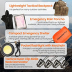 Emergency Survival Kit with First Aid Gears and Supplies - EDC Go Bugout Bag - Get Home Backpack for Camping Outdoor - Tactical Military Molle Pouch Grade - Gift for Man Woman