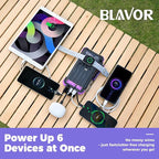 BLAVOR Solar Power Bank 20000mAh/74000mWh Built-in Cables, Wireless Charger for Apple Watch, 20W Fast Charging Battery Pack with USB C, Flashlight, Solar Charger for iPhone, iPad, iWatch, Samsung