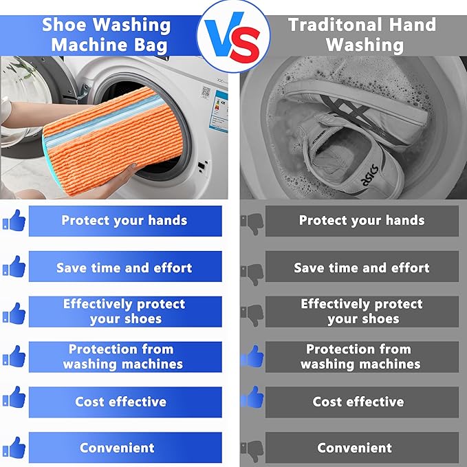 2Pcs Reusable Shoe Washing Machine Bag for Washer and Dryer:Free Up Hands, Prevent Deformation,shoe bag with Zipper Protection Design, Use for all Shoes,Sports Shoes(Yellow) (A-Orange)