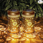 2 Pack Bee Solar Lanterns Outdoor Waterproof, Metal Hanging Lights Decorations for Garden Yard Lawn Patio, Bee Gifts for Women Mom Grandma Aunt Mother in Law Christmas