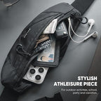 VULKIT Casual Lightweight Fanny Pack for Women & Men, Outdoor Belt Bag to Free Your Hands, Nylon Waterproof Waist Bag with Adjustable Elastic Band, Small Slim Fit Fashion Waist Pack, Black