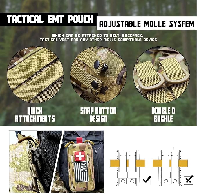 Tactical Trauma Kit Emergency First Aid Stop The Bleed Ifak Refill, Ifak Med Kit Trauma Refill Military Medical Supplies Kit Pack for Duty Belt