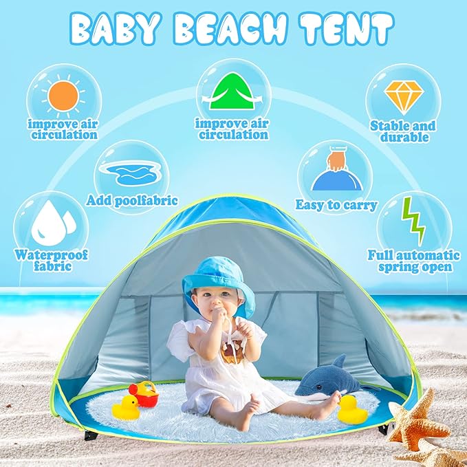Monobeach Baby Beach Tent Pop Up Portable Shade Pool UV Protection Sun Shelter for Infant