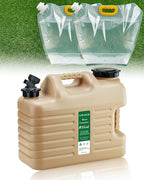 5 Gallon Water Jug and 2.6Gal Collapsible Water Bag Set of 2,BPA Free Thickened Water Storage Containers,Leak-Proof Warm Sand Portable Emergency Water Tank for Outdoors Hiking,Hurricane