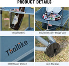 Portable Picnic Camping Table with Cooler, Folding Beach Table with 4 Tear Resistance Cup Holders, Tailgating Table Carry Bag for Travl, Beach, Summer Cookout Essential (Grey)